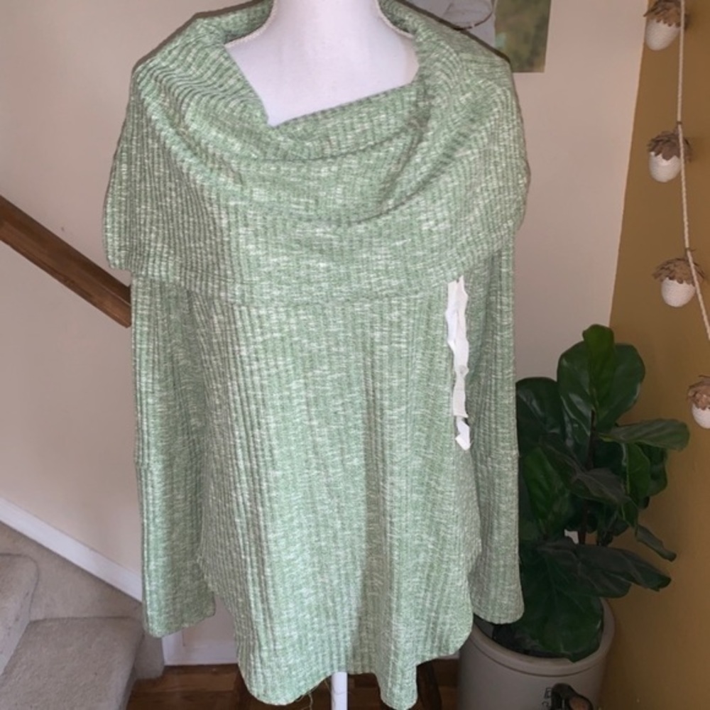 Evy’s Tree Emily Green cowl neck long sleeve top L